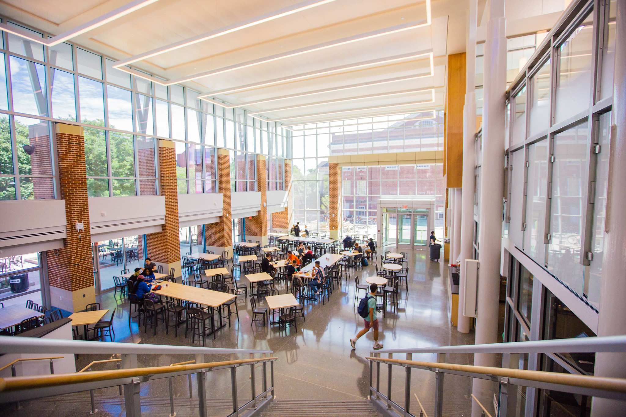 Students in the Bullet Hole seating area